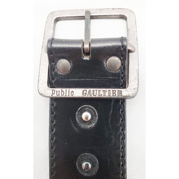 Public Gaultier Jean Paul Gaultier Vintage 80s / 90s Black Leather Belt Snaps - Picture 2 of 9